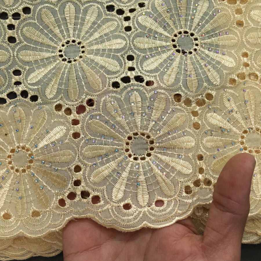 Nigerian Swiss Voile Cotton Fabric Lace African Lace Fabric with Stones Evening Party Dresses For Women High Quality2.5yards4200