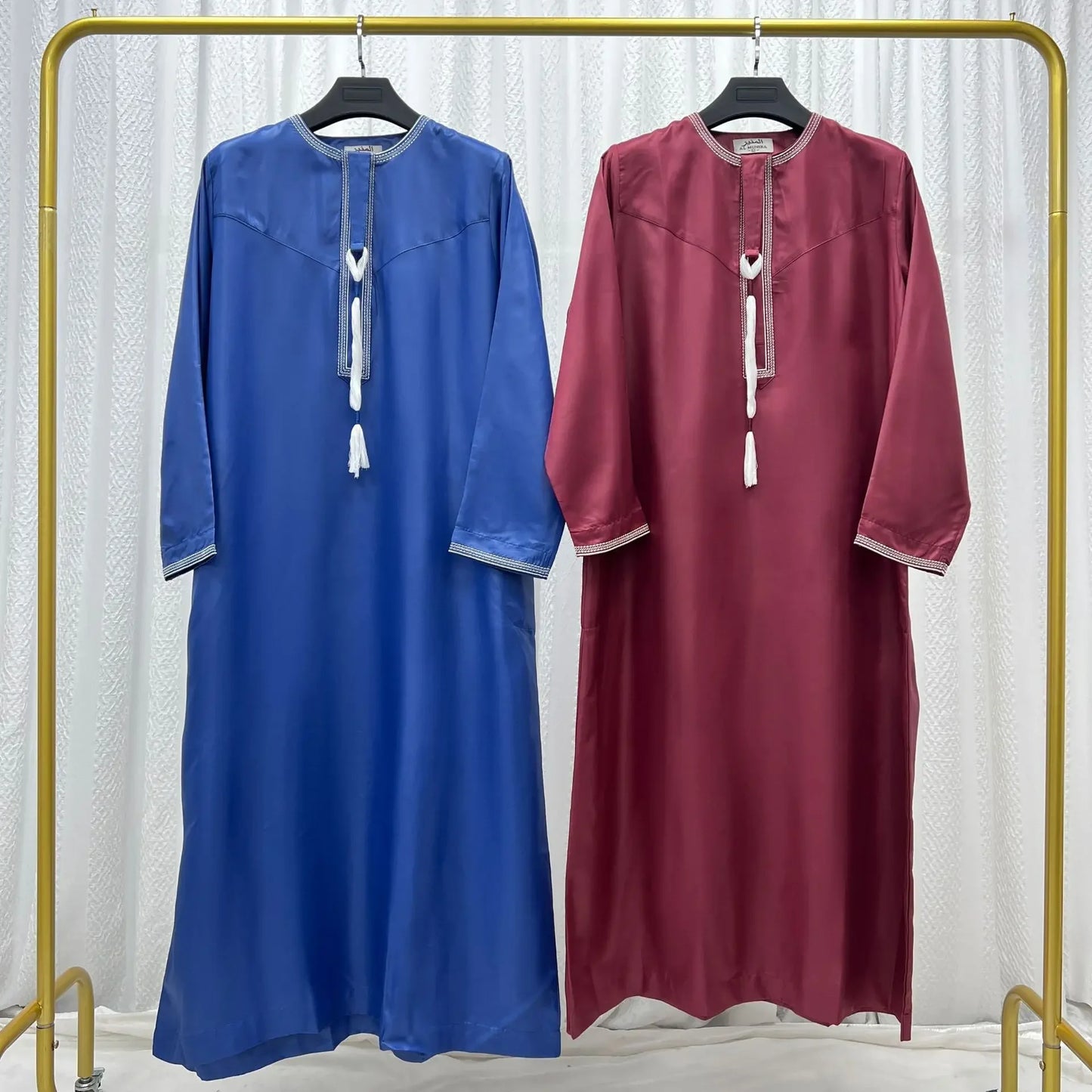 New Men's Muslim Fashion Abayas Dress O Neck Long Sleeve Pullover Kaftan Pakistan Saudi Arab Caftan Islamic Clothing Prayer Robe