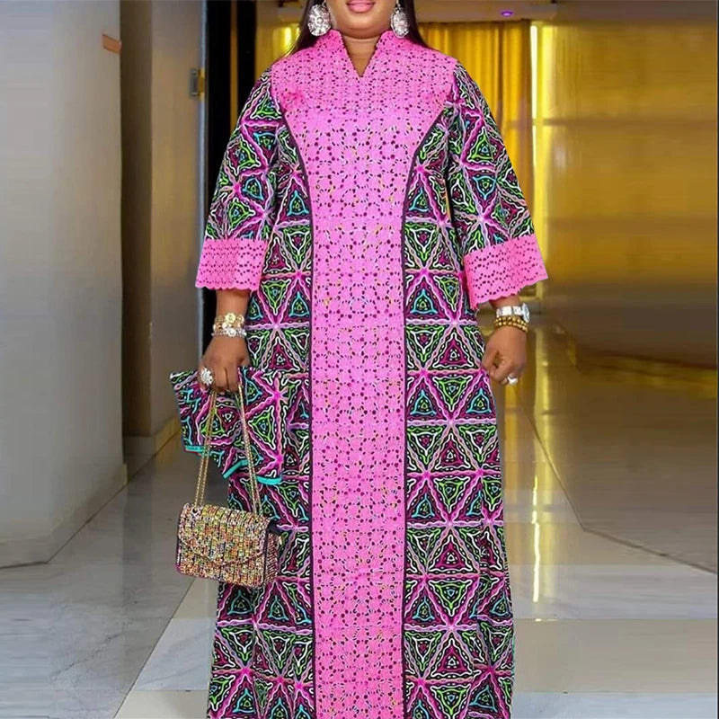 Women Floral Printed Maxi Dress 2025 VONDA Autumn Long Sleeve Loose Long Robe Bohemian Vestidos Oversize V-neck Sundress Baggy