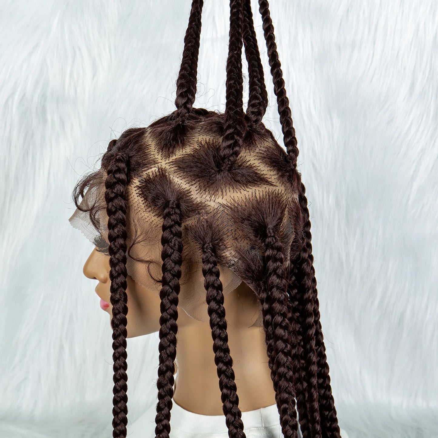 HD Full Lace Braided Wigs for Black Women Box Braids Synthetic Lace Front Wig Big Square Knotless Box Braids With Baby Hair