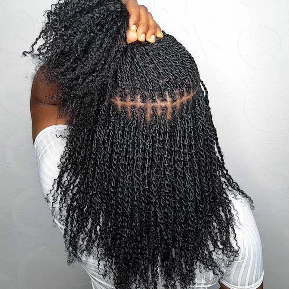 QVR Afro Kinky Bulk Human Hair Extensions Natural Black/Brown/Grey - Lightweight for Braiding, Styling & Everyday Wear