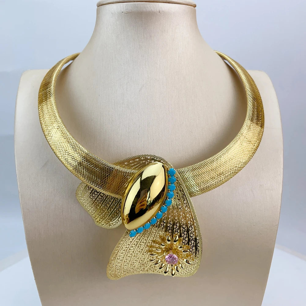 New Fashion High Quality Unique Style Brazilian Handmade Flower Jewelry Sets for Women FHK20760