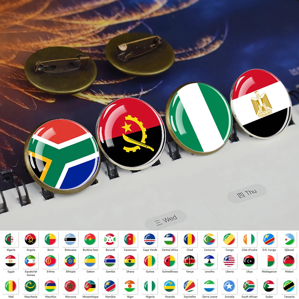 African Country National Flag Brooch Pins Algeria South African Morocco Egypt Nigeria Flags Badge