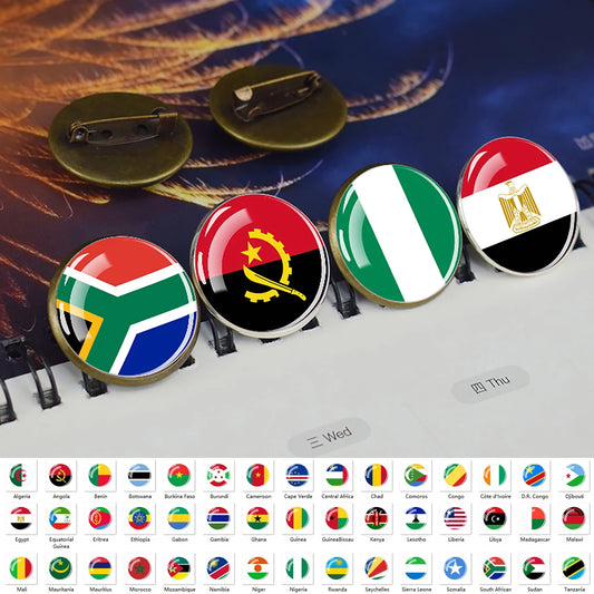 African Country National Flag Brooch Pins Algeria South African Morocco Egypt Nigeria Flags Badge