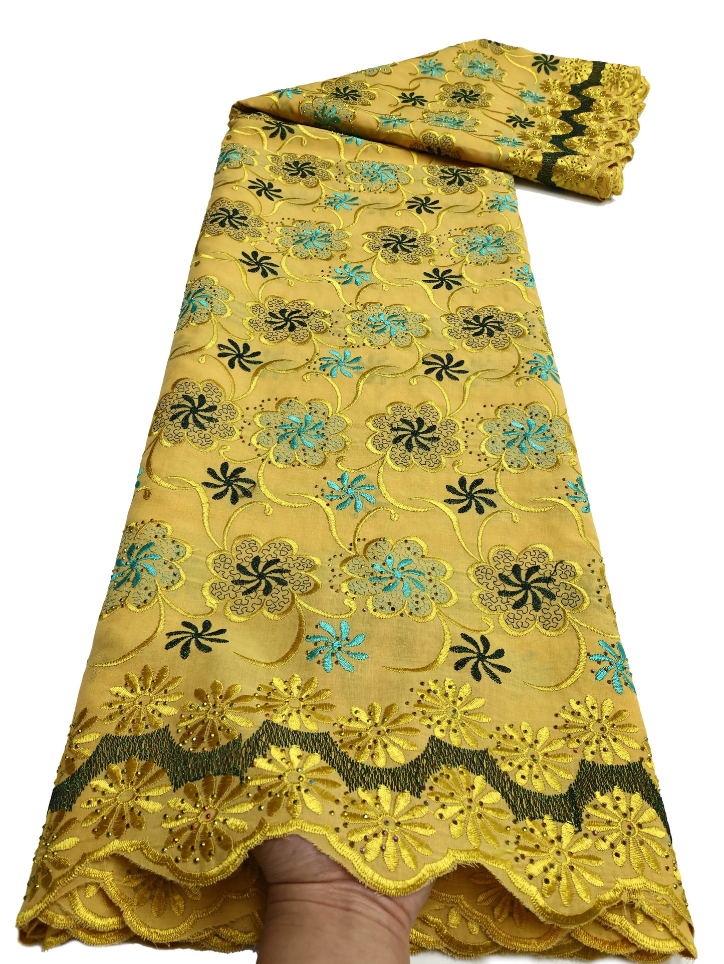 Latest 2025 High Quality African Nigerian Tulle Lace Fabric Cotton Damask Guipure Formal Prom Party Gown Dress 5Yards