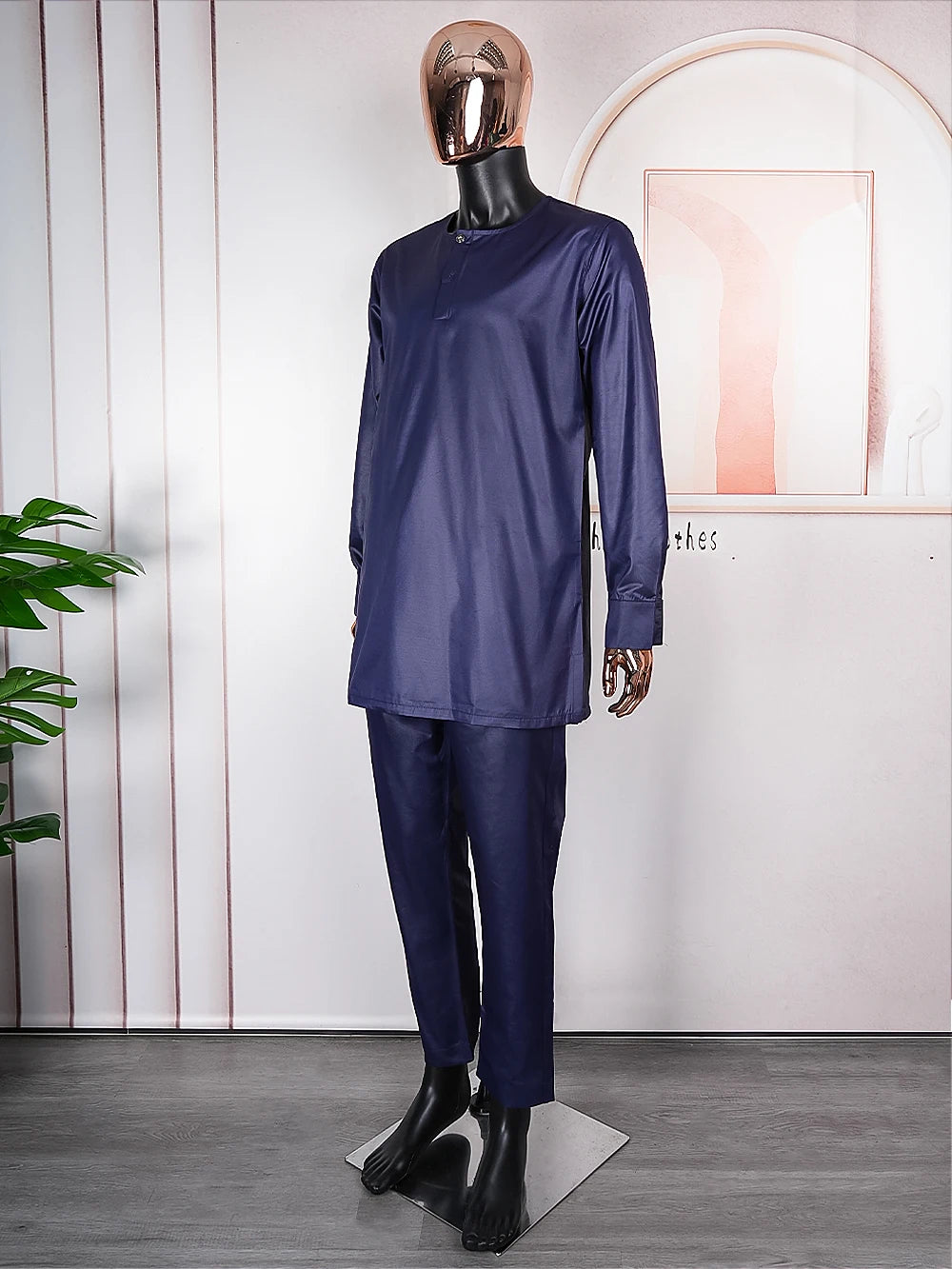 H&D New African Suit For Men Robe Shirt Pants Set Long Sleeve Tops Embroidery Clothes Wedding Party Traditional Robes Ramadan