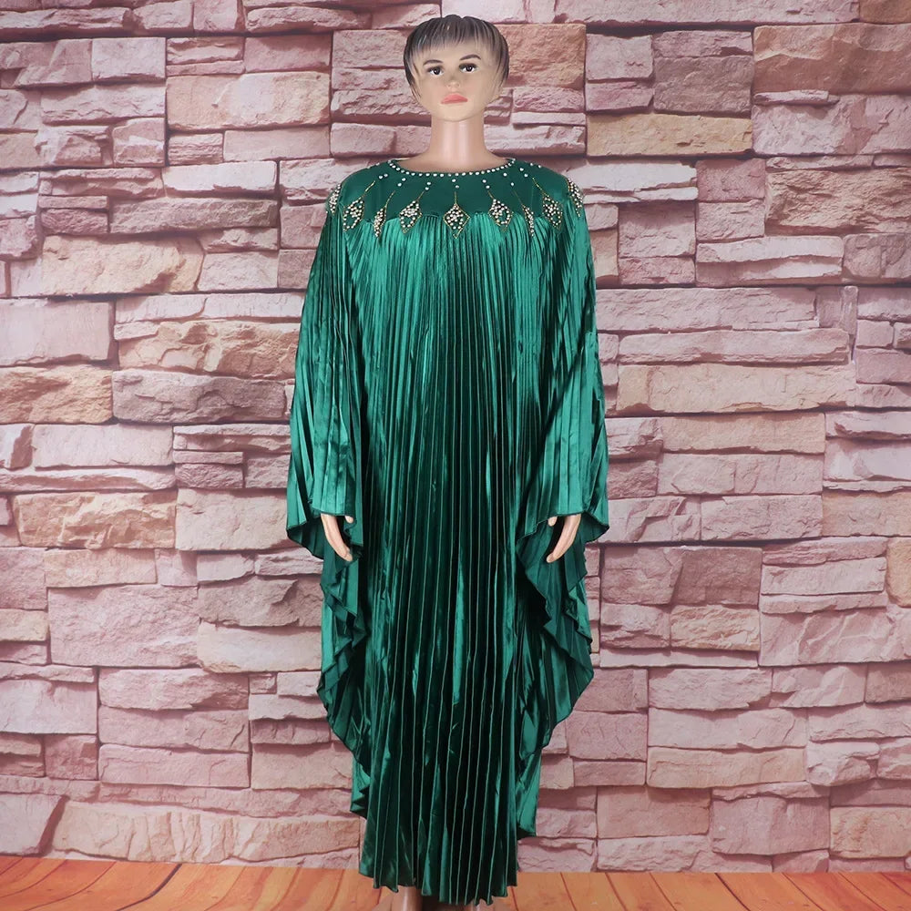 2024 Plus Size African Dresses for Women Summer Fashion Africa Long Sleeve Pleated Long Maxi Dress Gowns Kaftan Africa Clothing