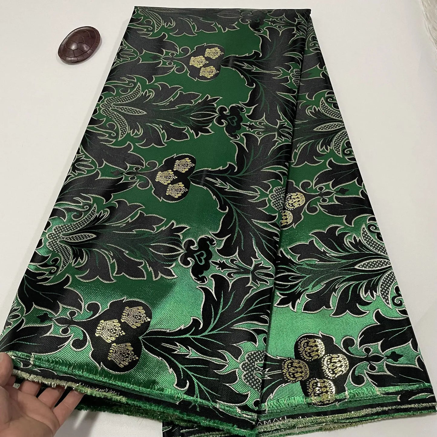 African Thick Damask Lace Fabric 2.5Yard Or 5Yards 2025 Jacquard Brocade Fabrics DIY Sew For Nigeria Women Headtie Aso obi Dress