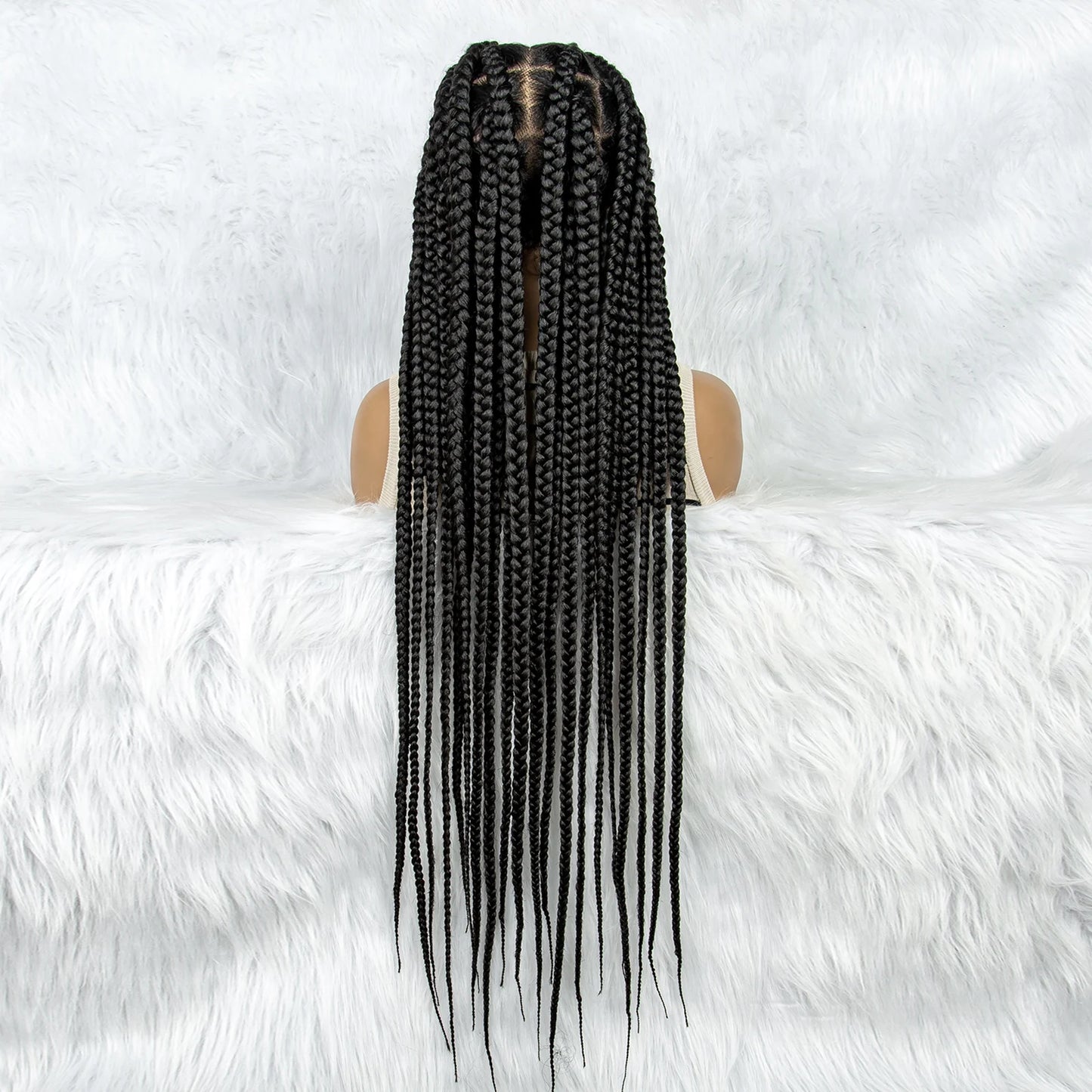 HD Full Lace Braided Wigs for Black Women Box Braids Synthetic Lace Front Wig Big Square Knotless Box Braids With Baby Hair
