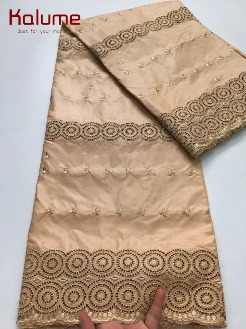Luxury African Fabric Austria Cotton Polished Lace High Quality Atiku Fabric 5Yards For Men Traditional Robe Suit Material F4255