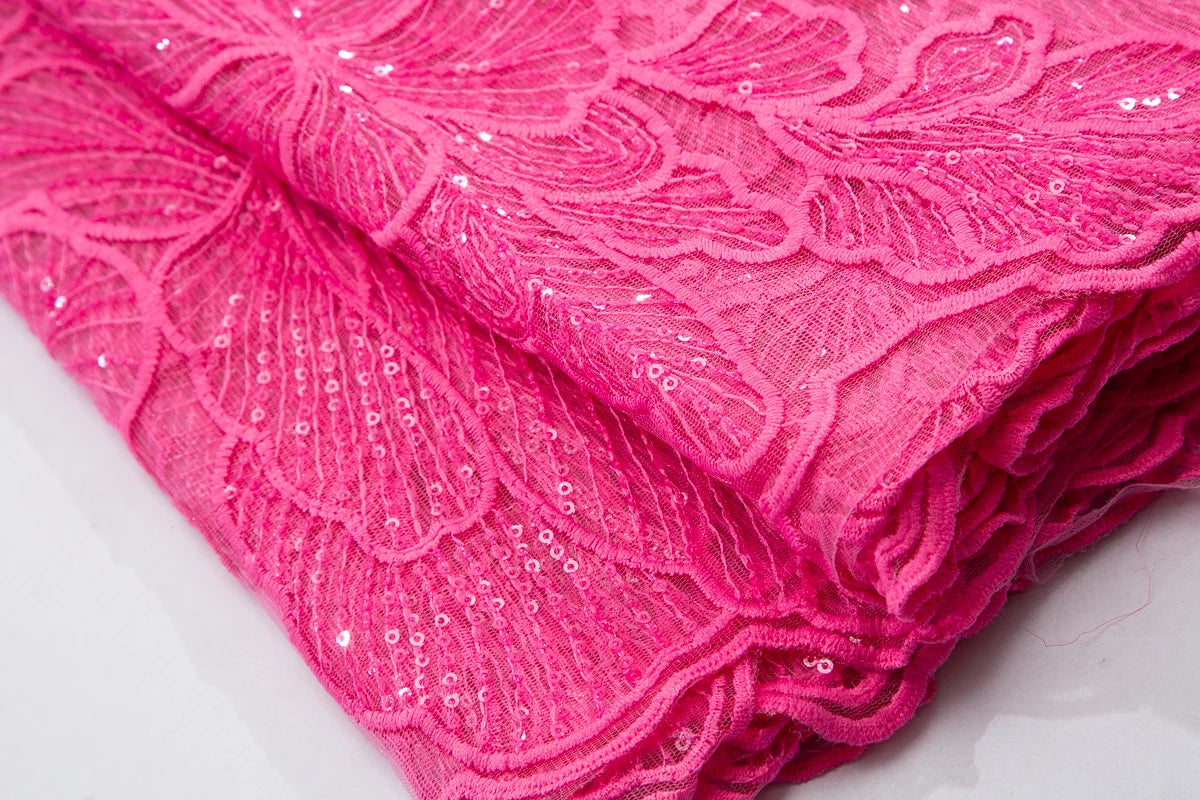 African Milk Silk Mesh Lace with Sequins 2025 French Net Lace Fabric Sewing Embroidered Lace Tulle Nigerian Women Wedding Dress