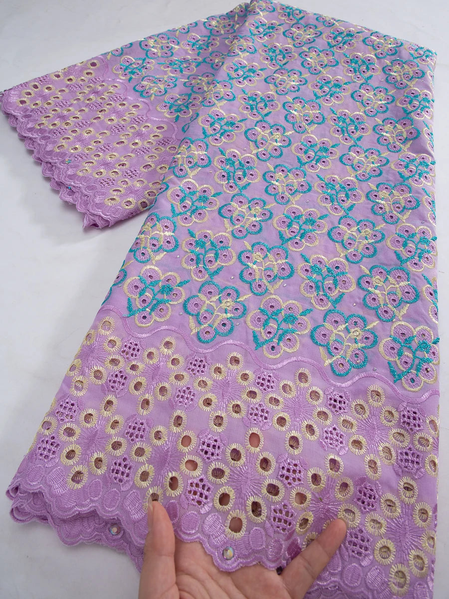 Swiss Voile Lace Fabric 2025 High Quality African Nigerian Embroidery Cotton Lace Fabric For Sewing Women Party DIY Dresses 4369