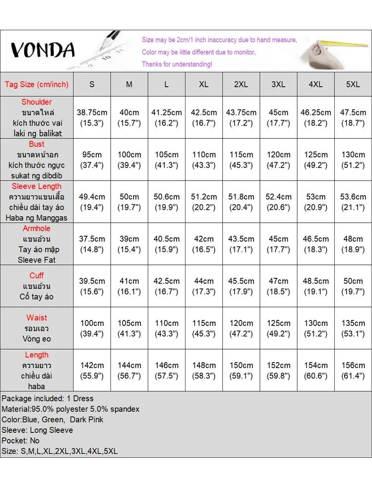 Women Floral Printed Maxi Dress 2025 VONDA Autumn Long Sleeve Loose Long Robe Bohemian Vestidos Oversize V-neck Sundress Baggy