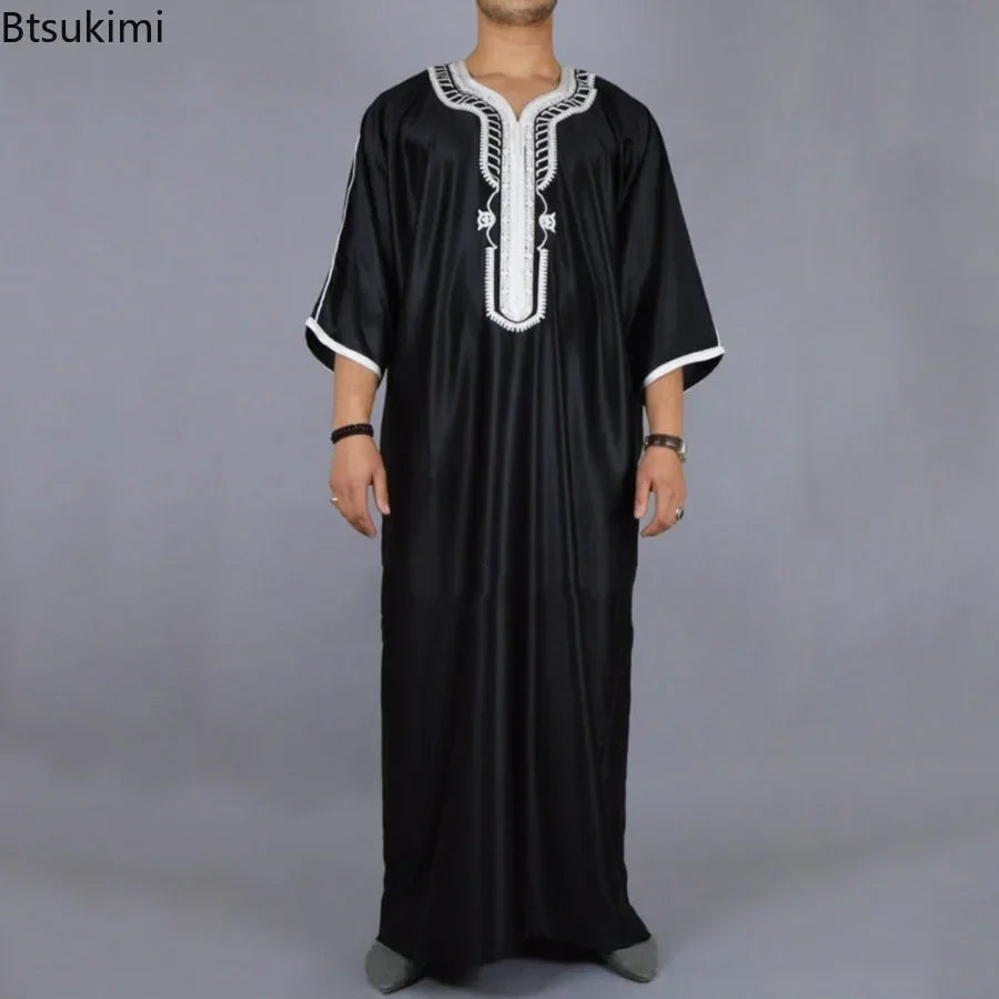New 2025 Islam Muslim Men Clothing Loose Jubba Thobe Abaya Tenue Musulmane Pour Homme Caftan Islamic Robes Pakistan Arabia Dress