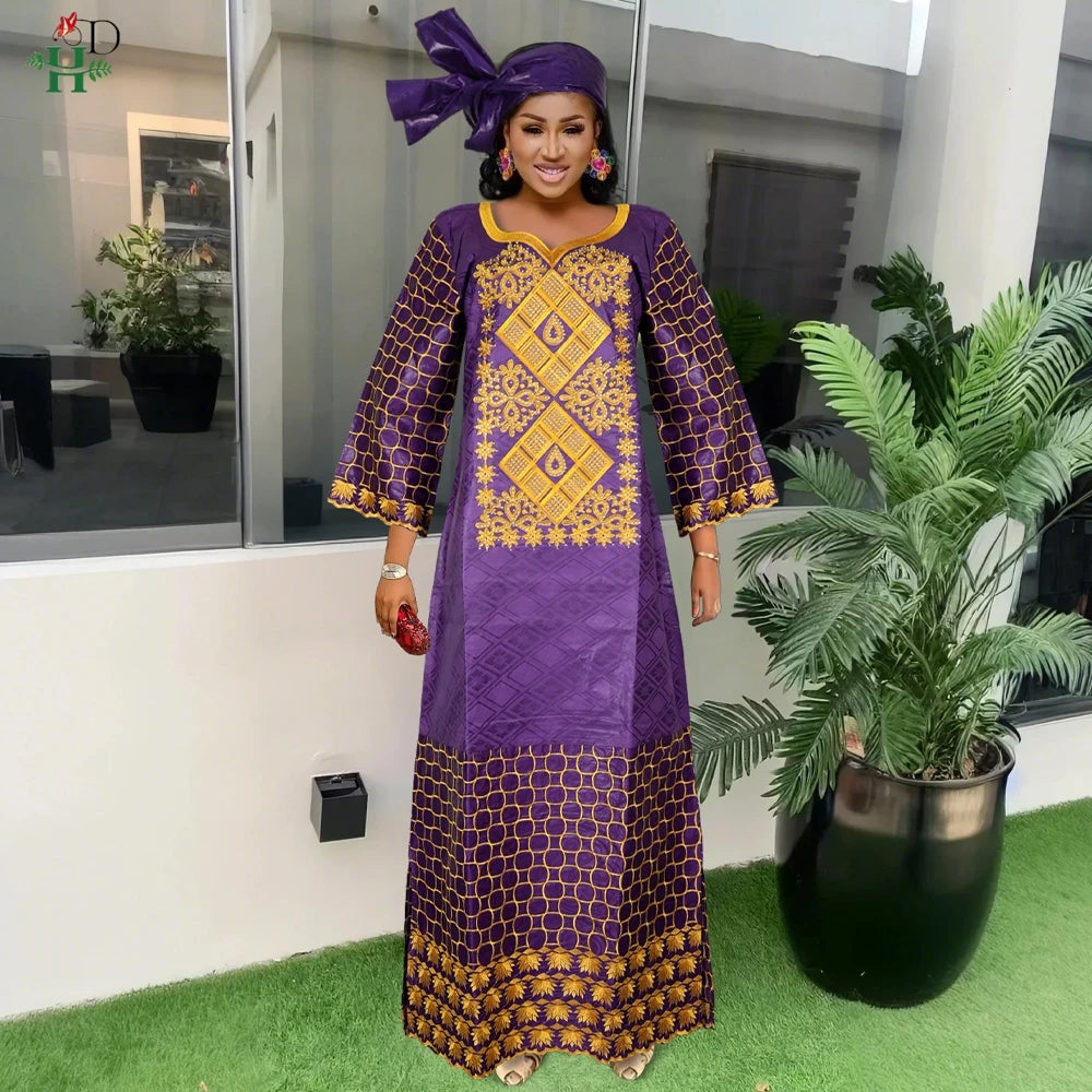 H&D African Clothing Dresses For Women 2024 Elegant Wedding Party Gown Ankara Dashiki Long Dress Roupas Bazin Riche Robes