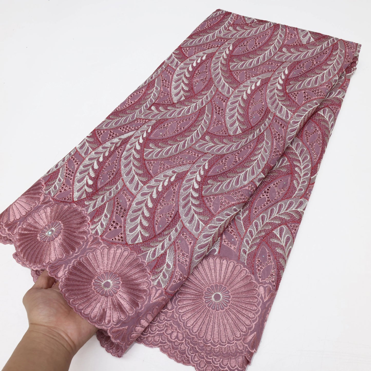 2024 High Quality Swiss Voile Lace Fabric African Cotton 5 Yards African Mesh Embroidery Lace Fabrics For Wedding Dress