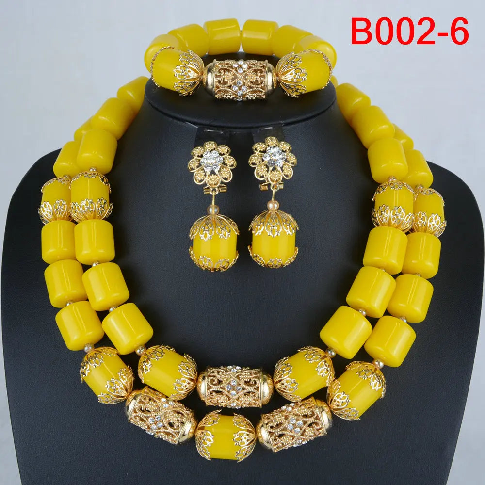 African Beads Wedding Necklace Set Artificial Coral Beads Jewelry Set Wholesale Nigeria Bride Wedding