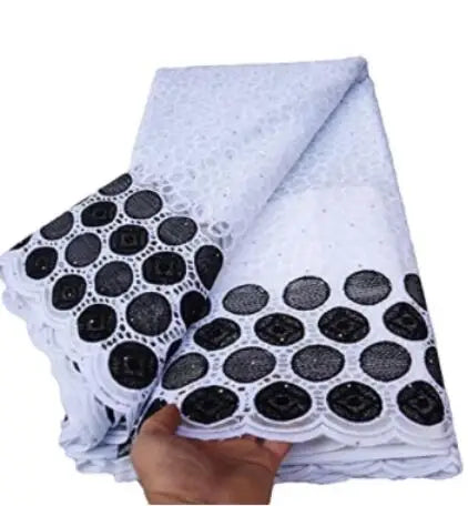 White And Black Lace Fabric Hot Selling African Tulle Lace Fabric 5 Yards Nigerian Lace For Wwomen Dress