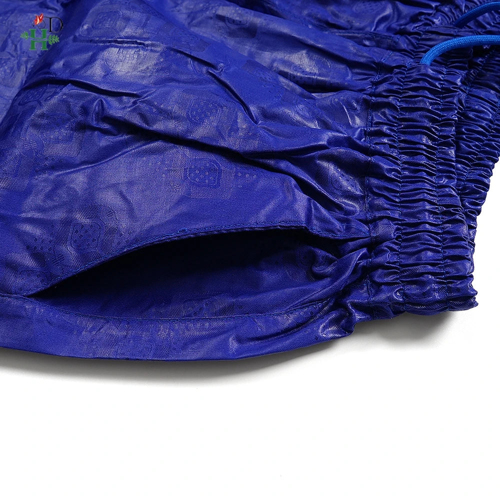 H&D African Clothing Traditional 3PCS African Outfit For Man Blue Bazin Riche Agbada Embroidered Wedding Party Robe Plus Size