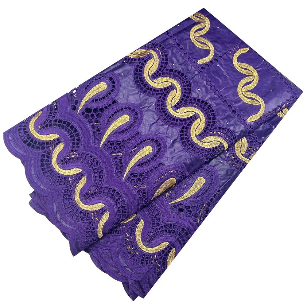 African Bazin Riche Fabric for Dress, African Lace Fabric, Nigerian Embroidery, 100% Cotton, 2.5Yards, F05, Latest