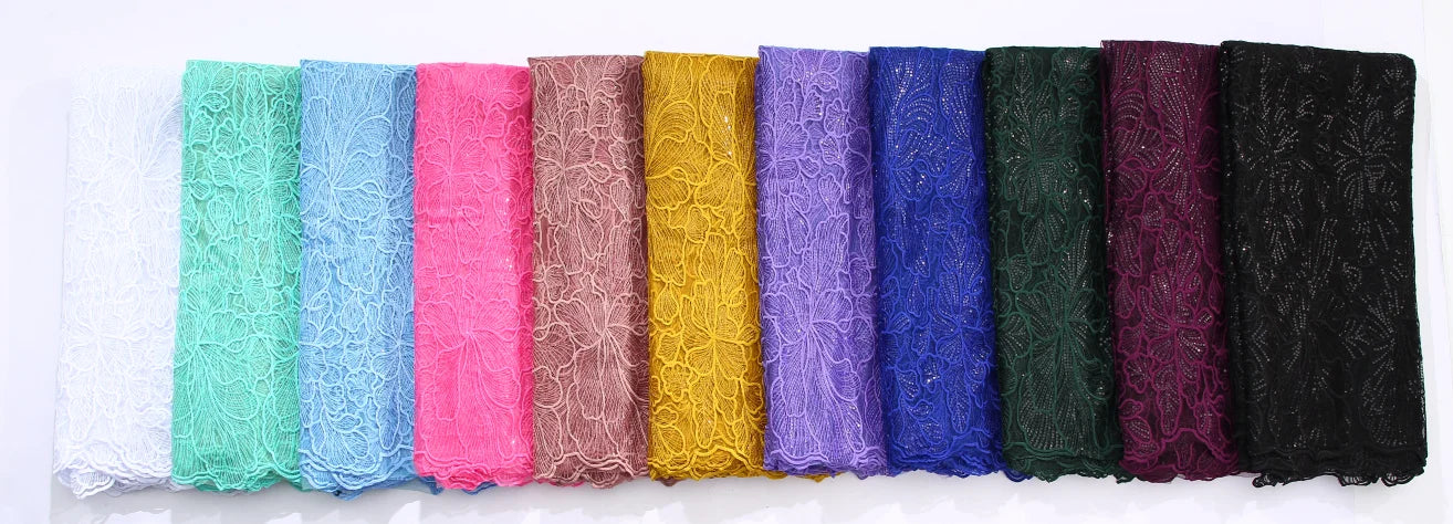 African Milk Silk Mesh Lace with Sequins 2025 French Net Lace Fabric Sewing Embroidered Lace Tulle Nigerian Women Wedding Dress
