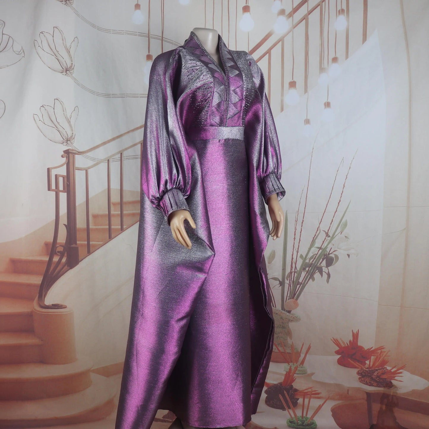 fashion turkey dresses for woman luxury elegant 2025 V-neck rhinestones dresses for church boubou  african dresses