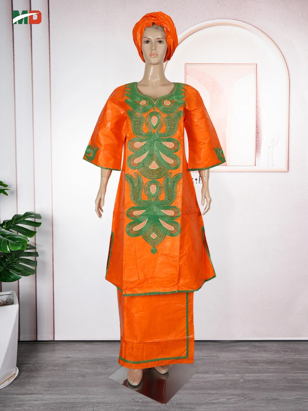 MD African Clothes For Women 2 PCS Sets Tops And Skirts Suits Bazin Riche Gown Dashiki Ankara Turkey Outfits Plus Size Dresses