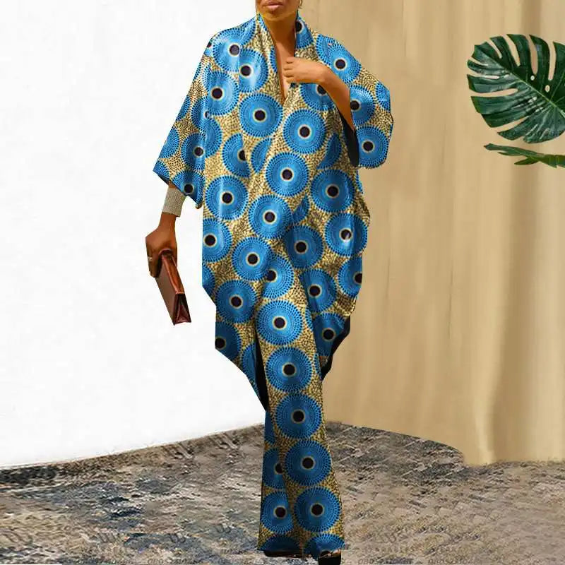 VONDA Plus Size Women Elegant Wide Leg Pants Pants Sets 2024 Vintage 3/4 Sleeve Elastic Waist Tops+Trousers Casual Pleated Suits