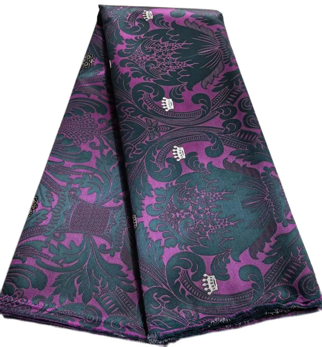 African Thick Damask Lace Fabric 2.5Yard Or 5Yards 2025 Jacquard Brocade Fabrics DIY Sew For Nigeria Women Headtie Aso obi Dress