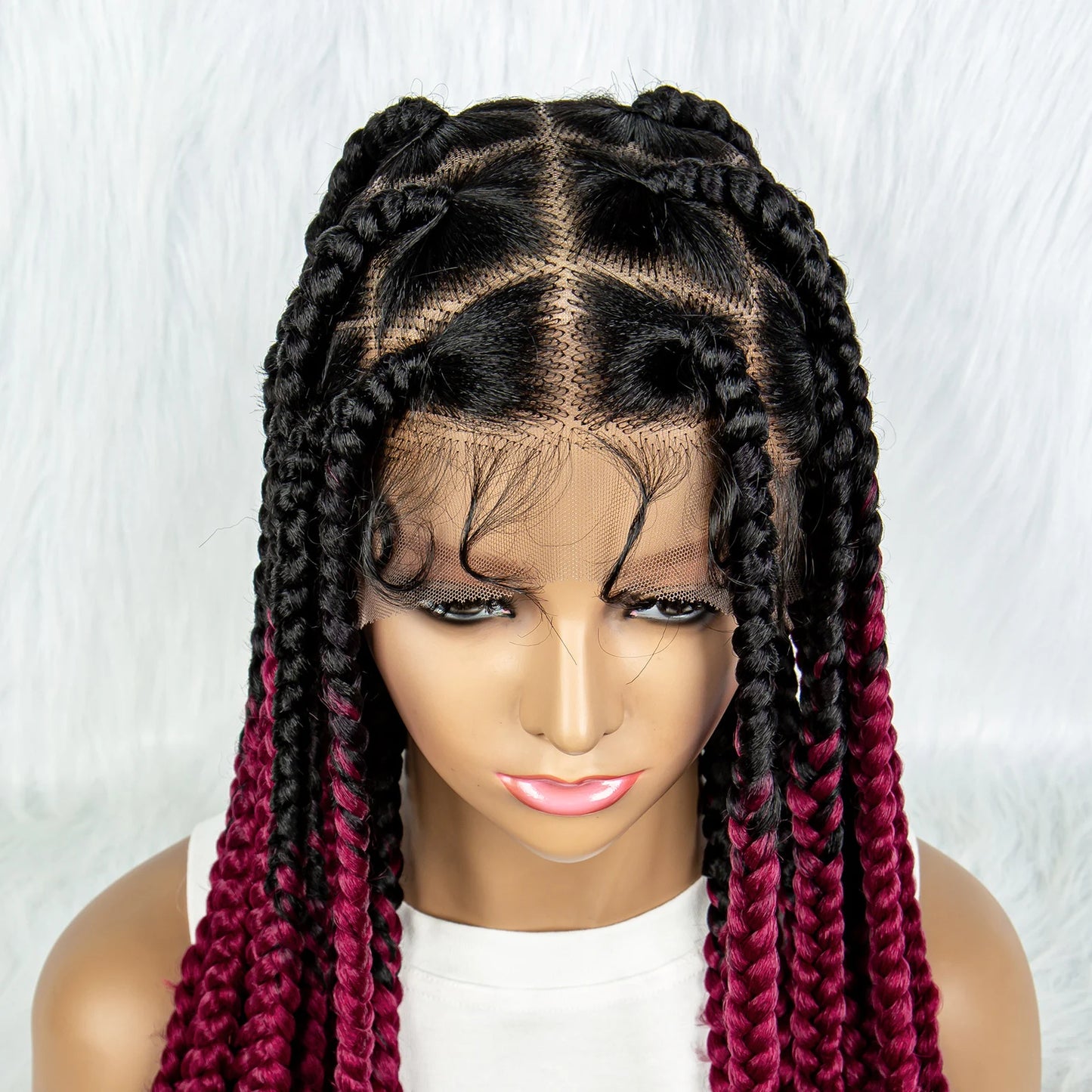 HD Full Lace Braided Wigs for Black Women Box Braids Synthetic Lace Front Wig Big Square Knotless Box Braids With Baby Hair