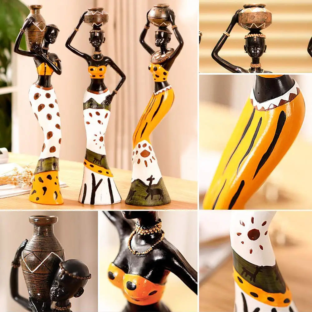 Vilead Resin African Women Statue Modern Art Figure Living Room Office Interior Decoration Accessories New Year Gifts